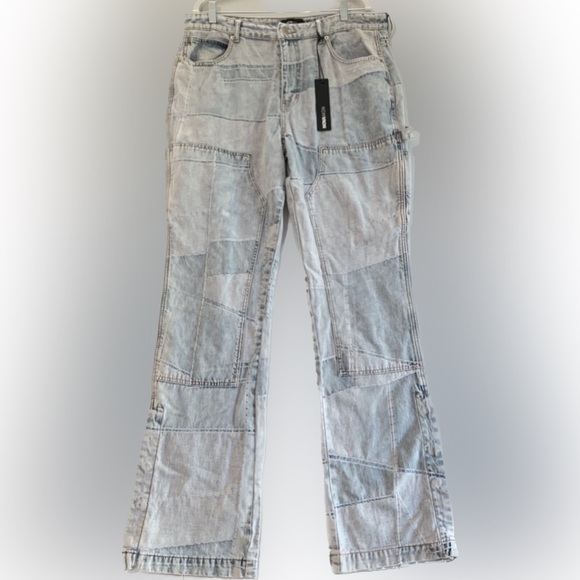 NOVA Mens Jeans Sz 38 Light Blue Wash Verdugo Carpenter Flare, 8 Pockets 1 Loop - Picture 2 of 16